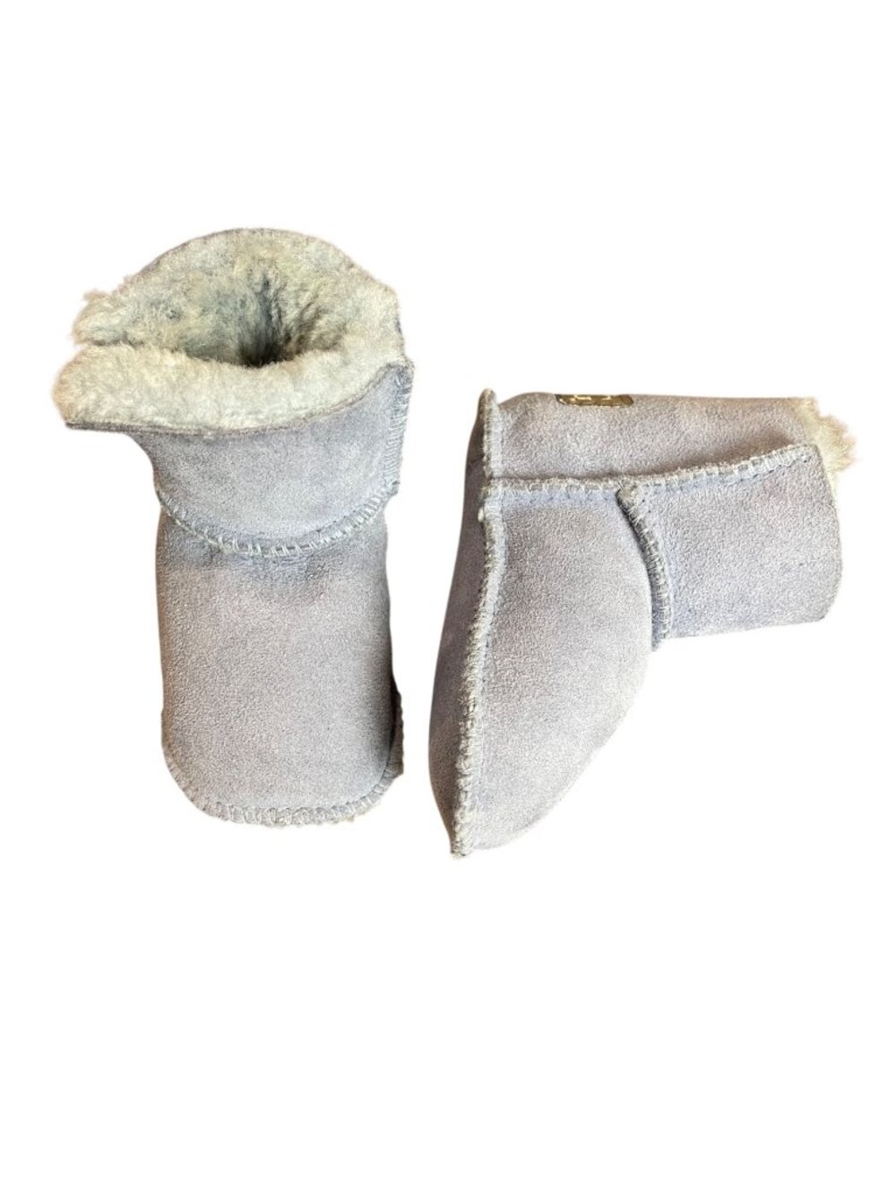 Ugg Pacific Sheepskin Boots Baby Girls Size 5 Gray Booties Hook and Loop Closure
